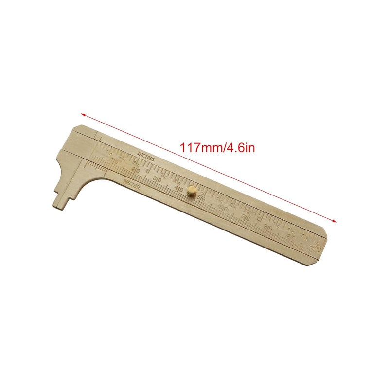 Gui Feng Brass Pocket Dual Scale Calipers 100mm Hand Held Sliding Bead Measuring Tool Millimeter Vernier Calipers for Measuring Jewellery Glass Beads Rings Gemstones Widget Sizes - Image 2
